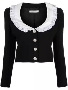 Alessandra Rich укороченный жакет из вирджинской шерсти, черный
