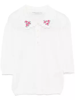 Alessandra Rich вышитый кружевной свитер, белый