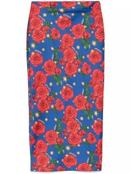 Alessandro enriquez юбка миди с принтом, синий