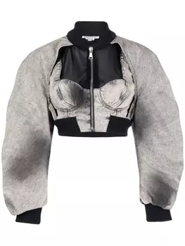 ALESSANDRO VIGILANTE укороченный джинсовый бомбер, серый