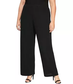 Alex Evenings Прямые брюки металлизированной вязки больших размеров, черный