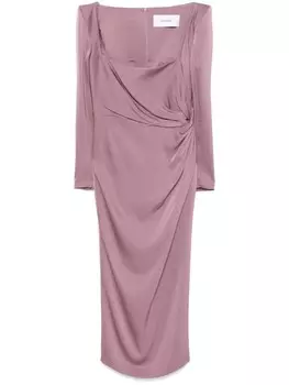 Alex Perry атласное платье миди с драпировкой, фиолетовый