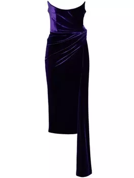 Alex Perry бархатное платье миди, фиолетовый