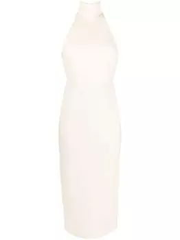 Alex Perry платье миди Mannor с вырезом халтер, нейтральный цвет