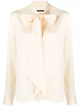 Alex Perry pussy bow-collar satin blouse, нейтральный цвет