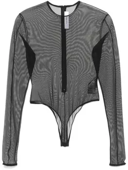 Alex Perry сетчатое боди с длинными рукавами, черный