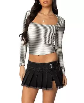 Алекс Топ в полоску Edikted, черный