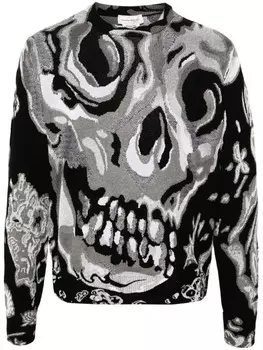 Alexander McQueen абстрактный узор-жаккардовый джемпер, серый
