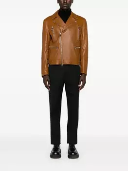 Alexander McQueen байкерская куртка на молнии, коричневый