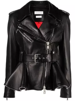 Alexander McQueen байкерская куртка с баской, черный