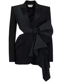 Alexander McQueen блейзер Slashed с бантом, черный
