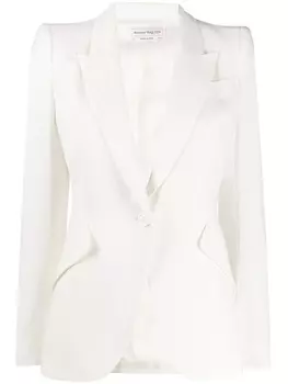 Alexander McQueen блейзер со структурированными плечами, белый