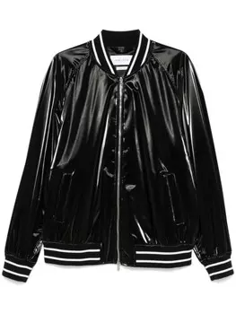 Alexander McQueen бомбер с отделкой в полоску, черный