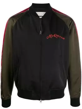 Alexander McQueen бомбер с вышивкой, черный