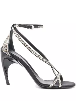 Alexander McQueen босоножки Armadillo 95 с драпировкой, черный