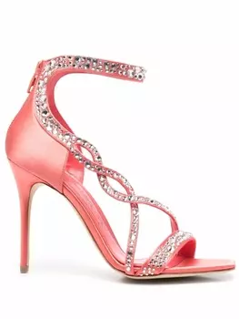 Alexander McQueen босоножки с кристаллами, розовый