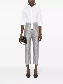 Alexander McQueen брюки с эффектом металлик, серебристый