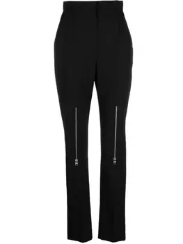 Alexander McQueen брюки с завышенной талией и молниями, черный