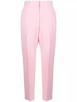 Alexander McQueen брюки с завышенной талией и складками, розовый
