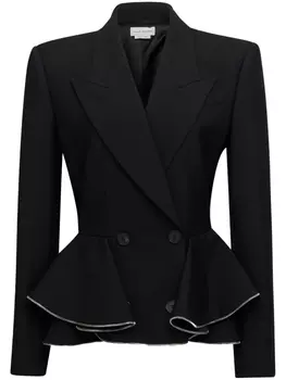 Alexander McQueen двубортный блейзер с баской, черный