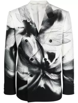 Alexander McQueen двубортный пиджак Dragonfly Shadow, черный