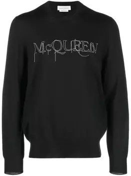 Alexander McQueen джемпер с вышитым логотипом, черный