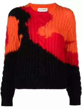 Alexander McQueen джемпер в стиле колор-блок, оранжевый