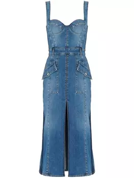 Alexander McQueen джинсовое платье миди, синий