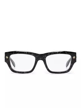 Alexander McQueen Eyewear очки трапециевидной формы с заклепками-шипами, черный