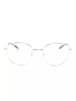 Alexander McQueen Eyewear очки в круглой оправе с логотипом, золотистый