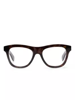 Alexander McQueen Eyewear очки в оправе черепаховой расцветки с логотипом, коричневый
