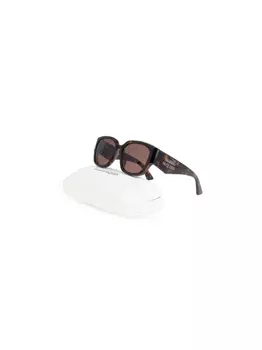 Alexander McQueen Eyewear солнцезащитные очки с гравировкой логотипа на дужке, коричневый