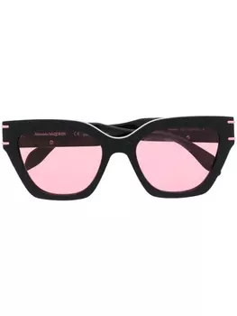 Alexander McQueen Eyewear солнцезащитные очки с логотипом на дужке, черный