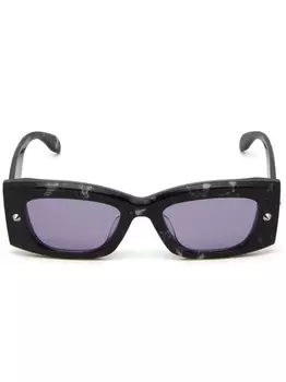 Alexander McQueen Eyewear солнцезащитные очки Spike Studs в прямоугольной оправе, черный