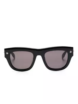 Alexander McQueen Eyewear солнцезащитные очки в D-образной оправе с шипами, черный