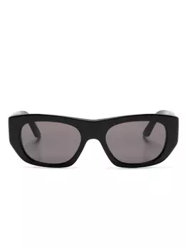 Alexander McQueen Eyewear солнцезащитные очки в геометричной оправе с логотипом, черный