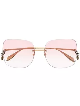 Alexander McQueen Eyewear солнцезащитные очки в квадратной оправе с затемненными линзами, золотистый