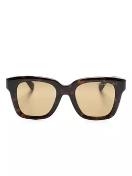 Alexander McQueen Eyewear солнцезащитные очки в квадратной оправе черепаховой расцветки, коричневый