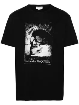 Alexander McQueen футболка из хлопка с принтом черепа, черный