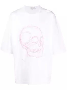 Alexander McQueen футболка оверсайз с принтом, белый