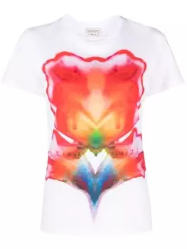 Alexander McQueen футболка с абстрактным принтом, белый