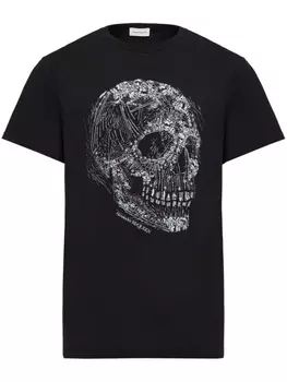 Alexander McQueen футболка с декором Skull, черный