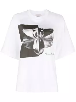 Alexander McQueen футболка с фотопринтом Orchid, белый
