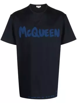 Alexander McQueen футболка с логотипом, синий