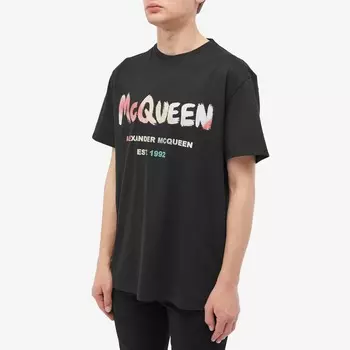 Alexander McQueen Футболка с логотипом Solarized Graffiti, черный