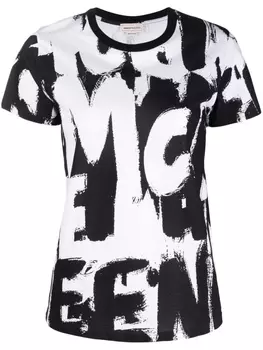 Alexander McQueen футболка с принтом граффити, черный