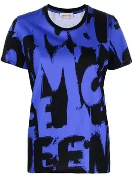 Alexander McQueen футболка с принтом граффити, синий