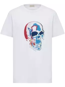 Alexander McQueen футболка с принтом Solarised Skull, белый