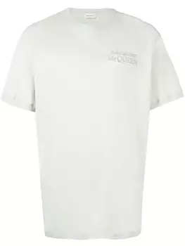 Alexander McQueen футболка с вышитым логотипом, зеленый