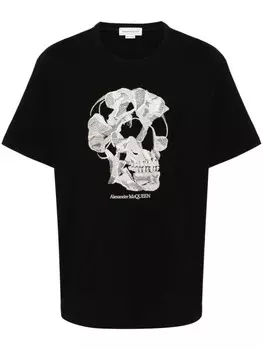 Alexander McQueen футболка с вышивкой Skull, черный
